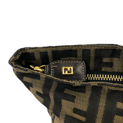 FENDI Zucca Logo Motif Jacquard Handbag Brown Vintage bczppj