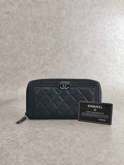 CHANEL Coco Mark Long Wallet Black Vintage 7y7jzs