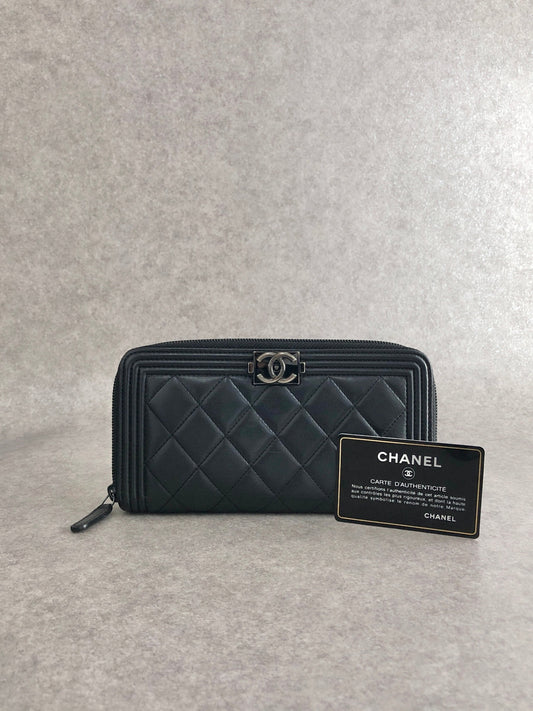 CHANEL Coco Mark Long Wallet Black Vintage 7y7jzs