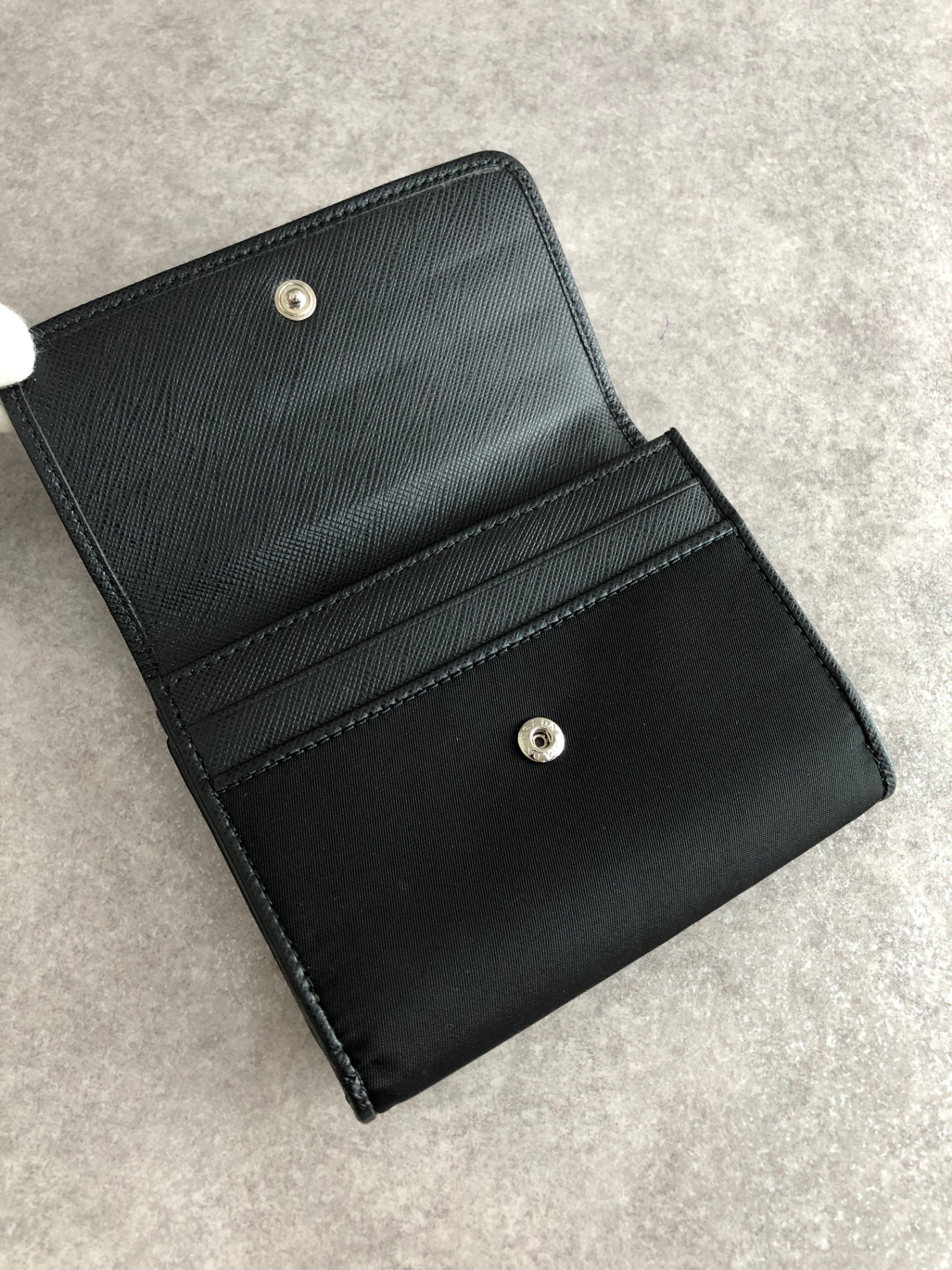 PRADA Tessuto Triangle Logo Folded Wallet Black Vintage bg5sit