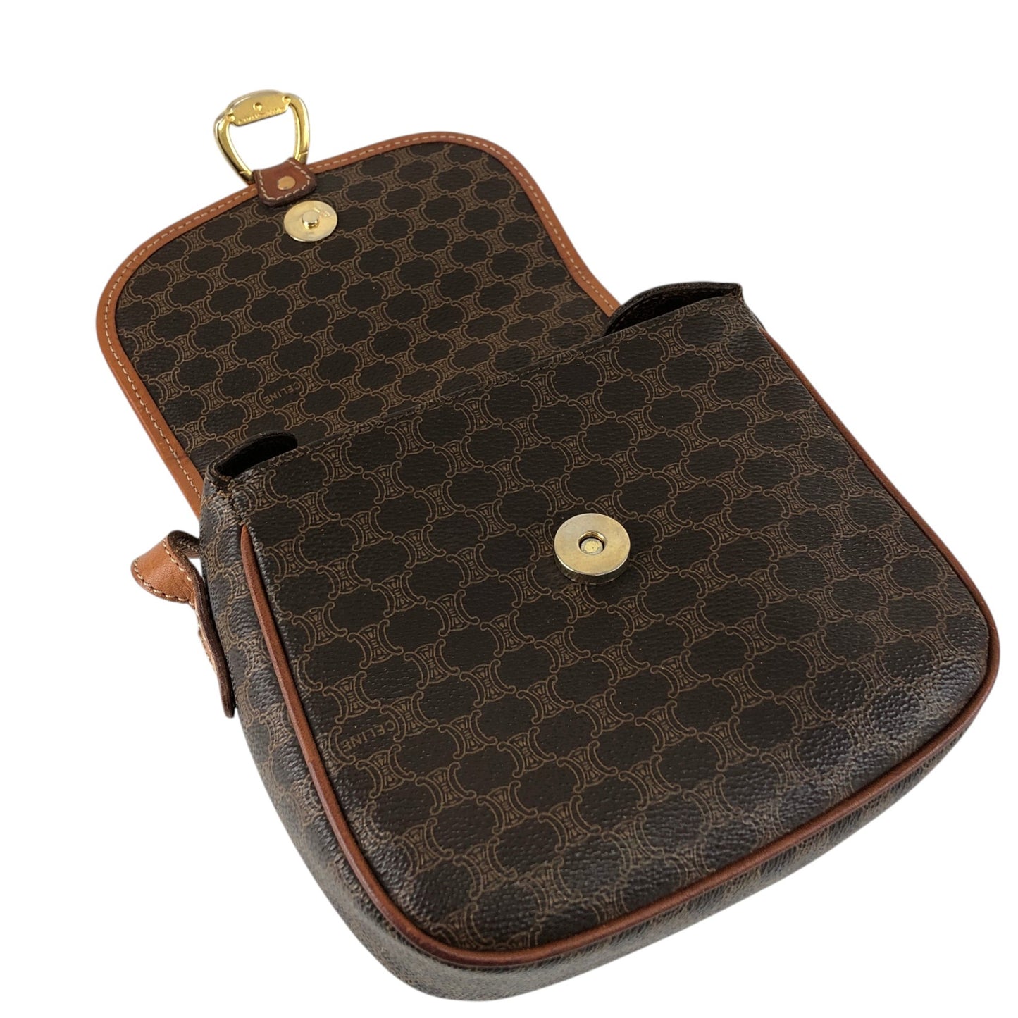 CELINE Macadam Horse Bit Shoulder bag Brown Vintage ffjd2x