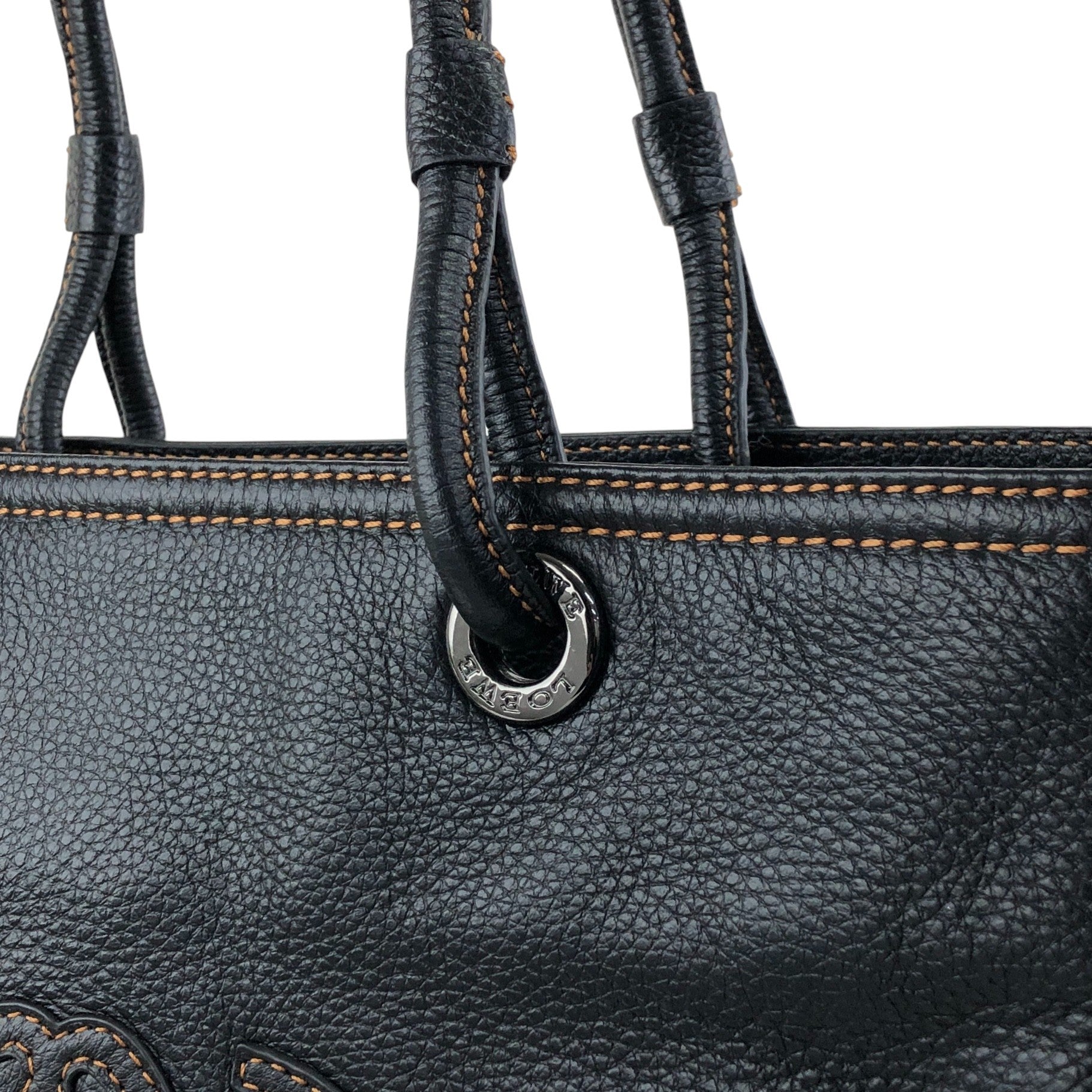 LOEWE Anagram Side Pocket Handbag Black Vintage ivzdgh