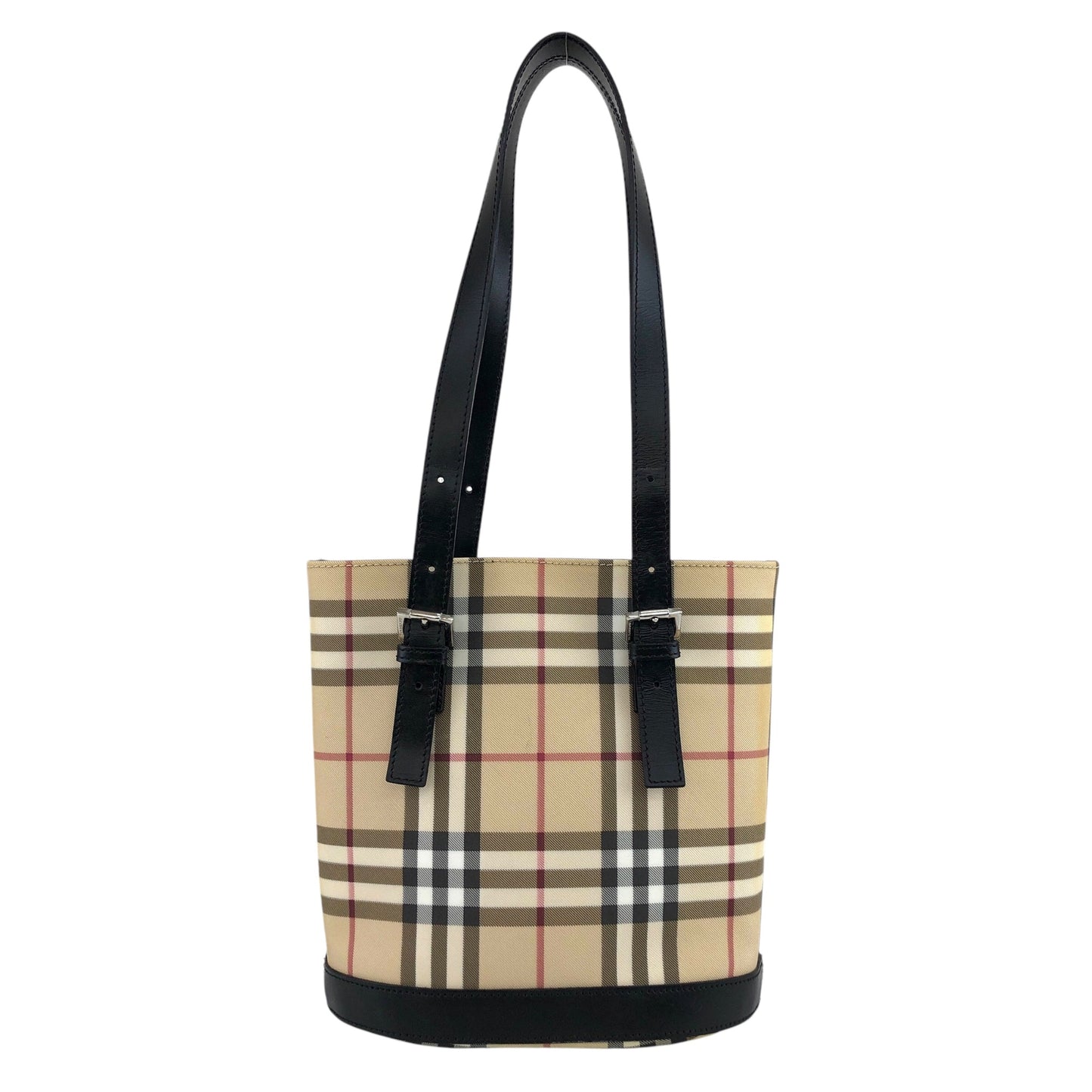 BURBERRY Check Totebag Beige×Black Vintage axf6bg