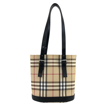 BURBERRY Check Totebag Beige×Black Vintage axf6bg