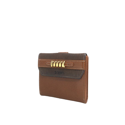 LOEWE Velazquez 皮革折疊錢包 棕色 復古 gmwjwm 
