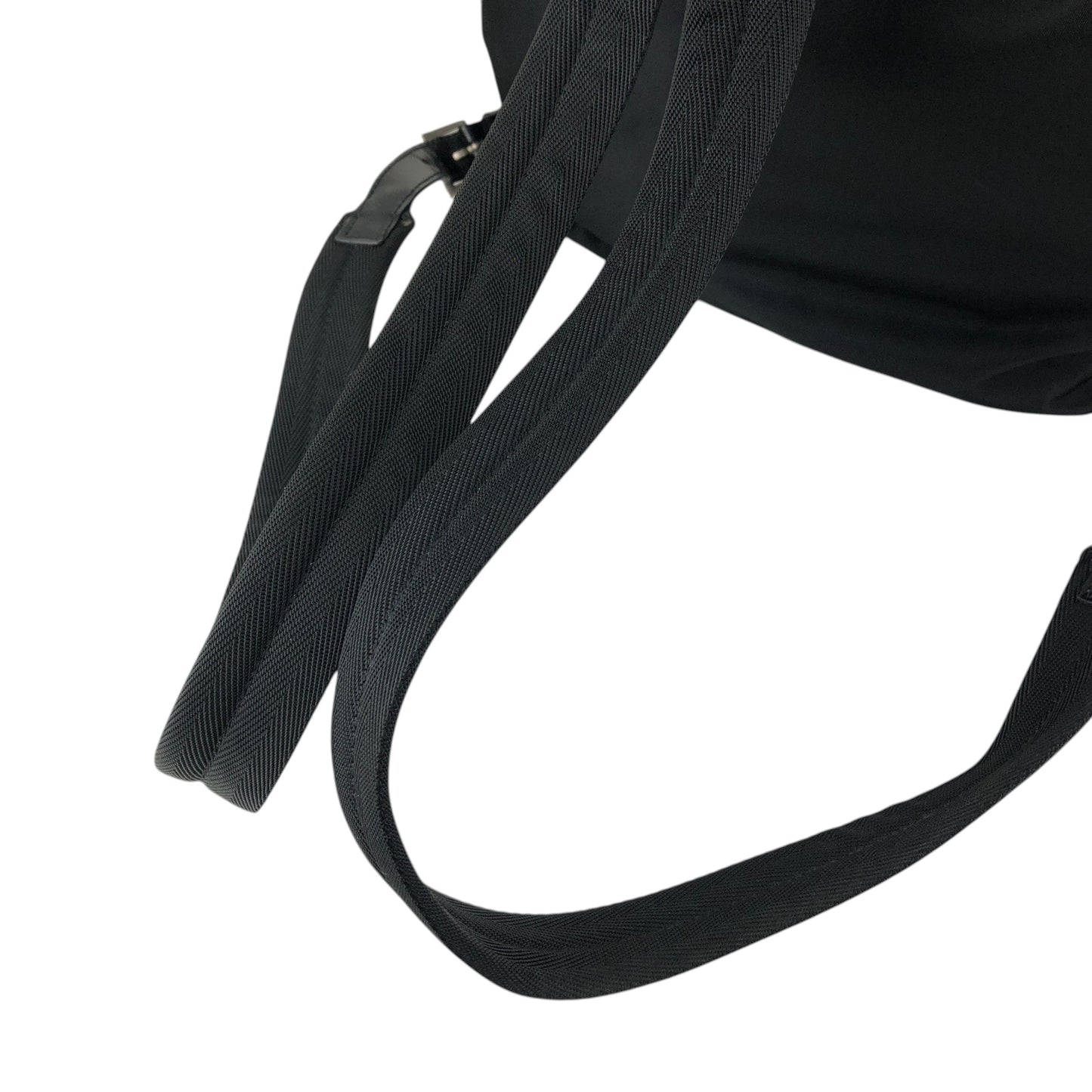 PRADA Tessuto Triangle Logo Front Buckle Backpack Black Vintage bde87k