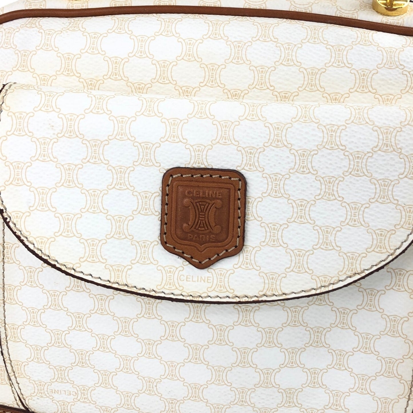 CELINE Macadam Blason Handbag White Vintage nvdawv