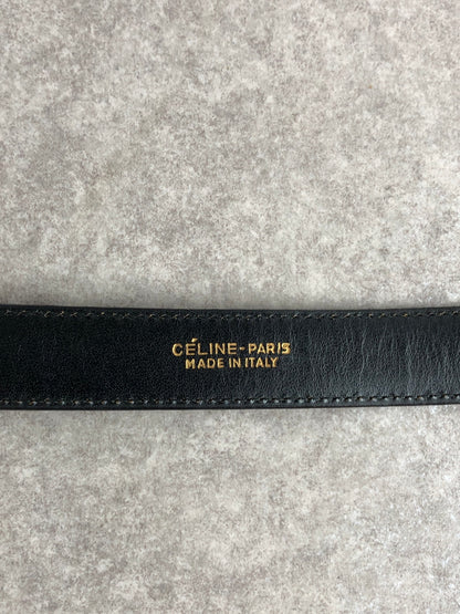 CELINE Horse Carriage Belt Black Vintage j7kdt3