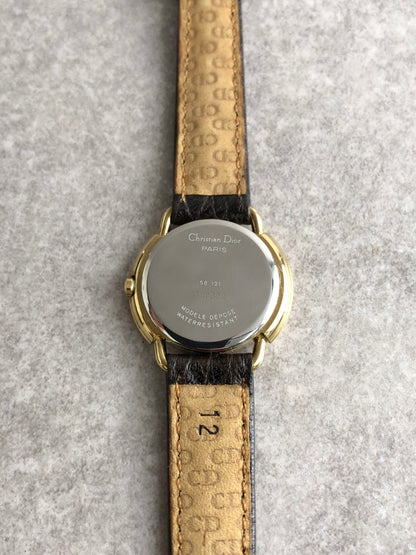 Christian Dior Watch Gold×Brown Vintage 2mewkg