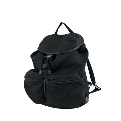 PRADA Triangle Logo Front Belt Double Pocket Backpack Black Vintage 7wppf4