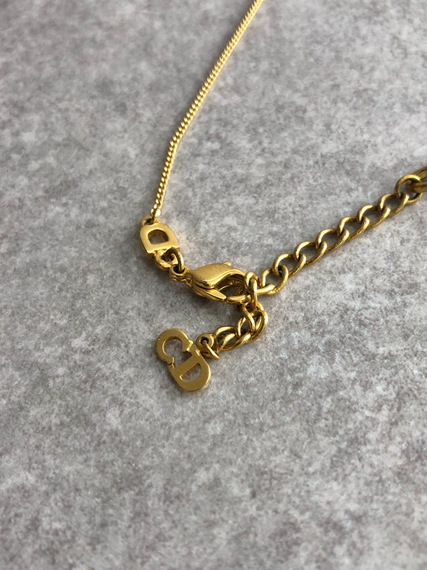 Christian Dior Logo Motif Necklace Gold Vintage nhfy64