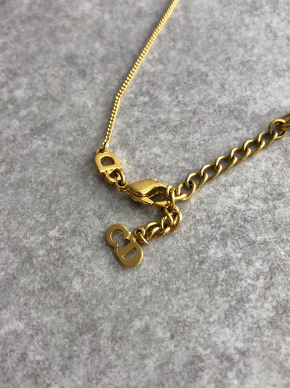 Christian Dior Logo Motif Necklace Gold Vintage nhfy64