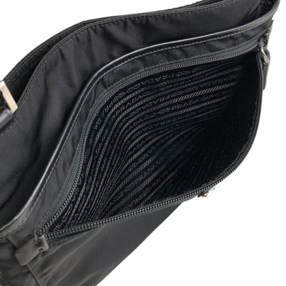 PRADA Tessuto Triangle logo Shoulder bag Black Vintage 4i8cr5