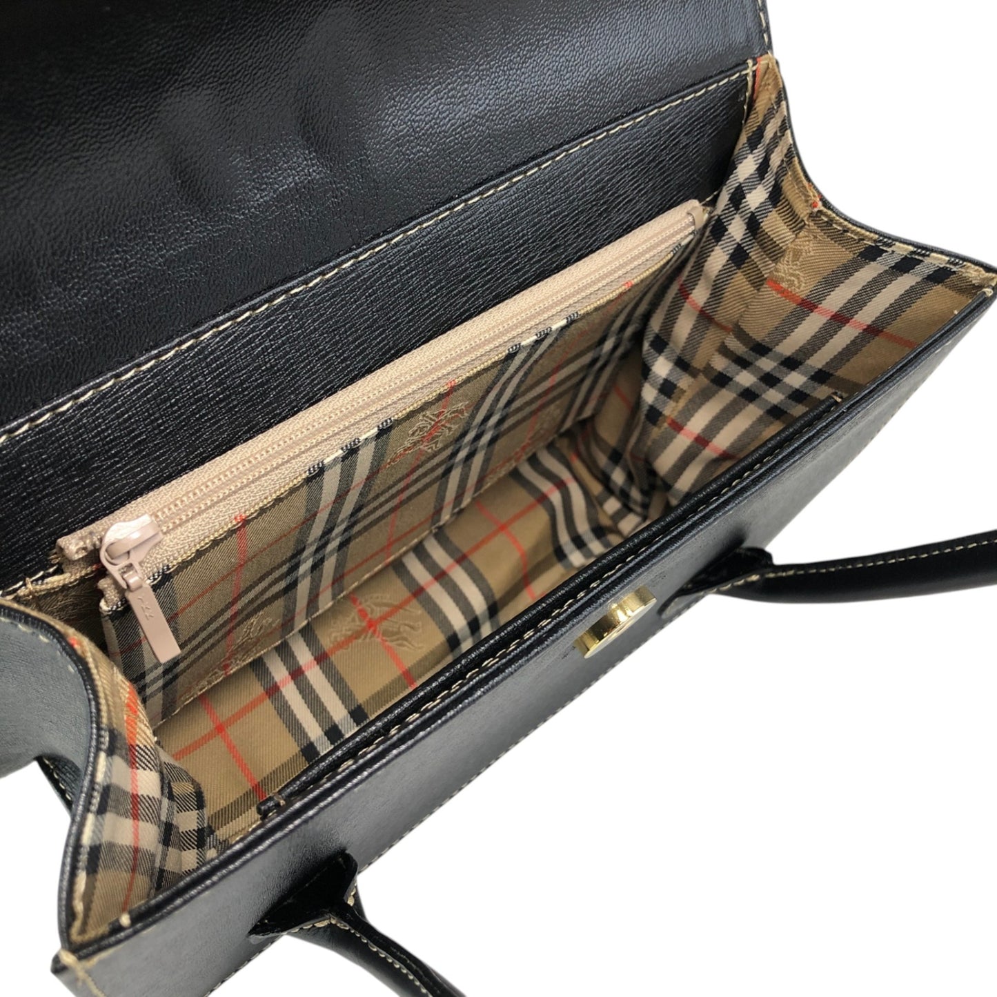 BURBERRY Logo Handbag Black Vintage 3ziibs