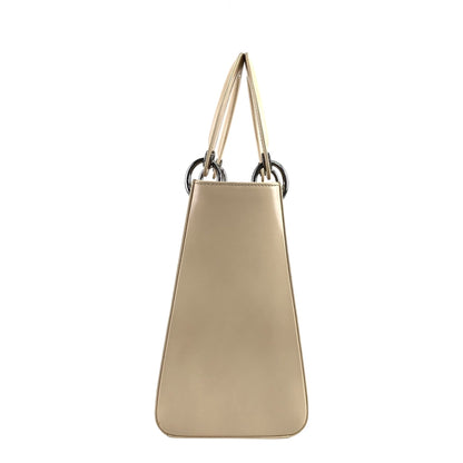 Christian Dior Lady Dior Logo Embossed Handbag Beige Vintage rnt3g4