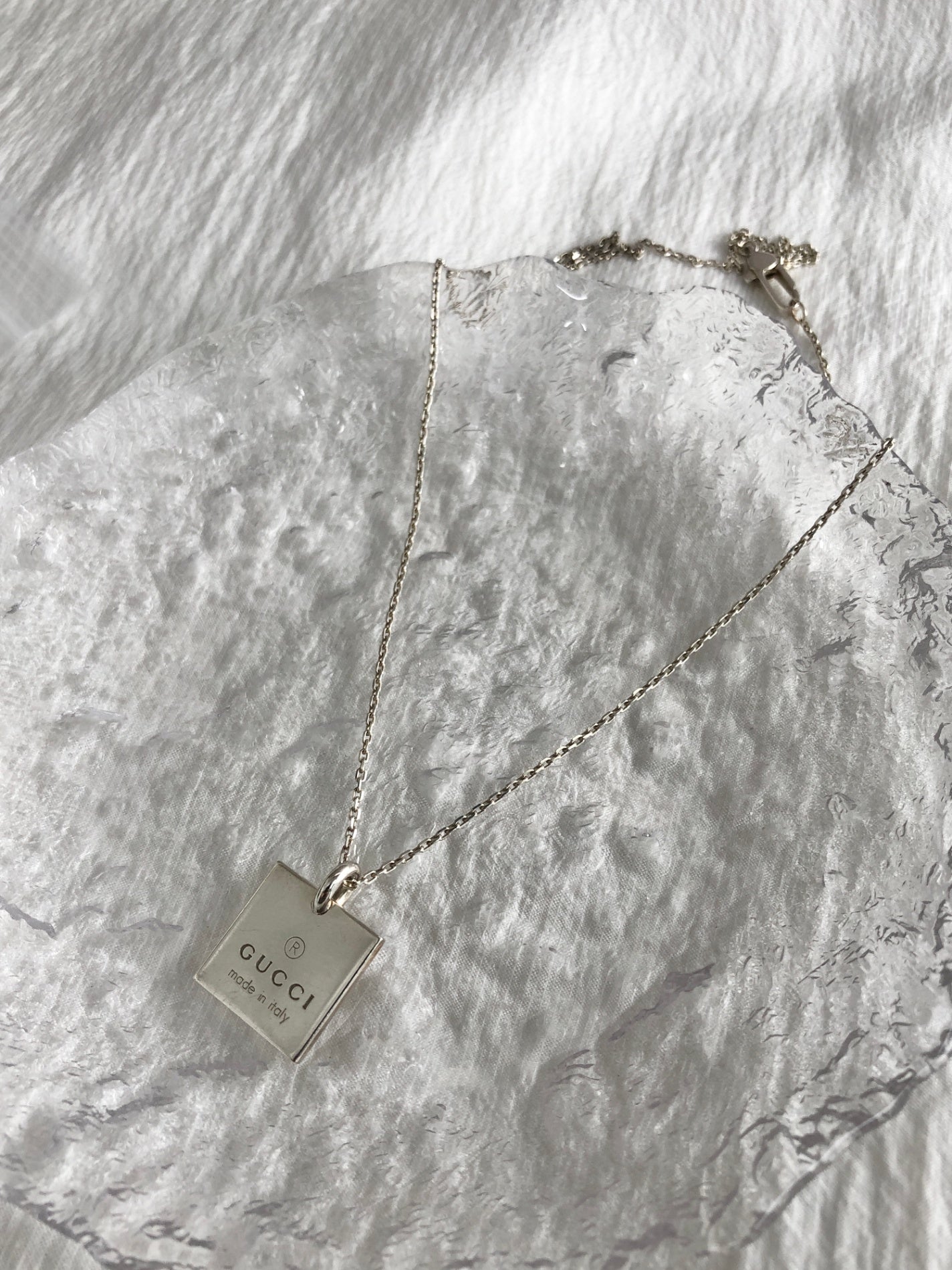 GUCCI Logo SILVER925 Necklace Silver Vintage mmtwxc