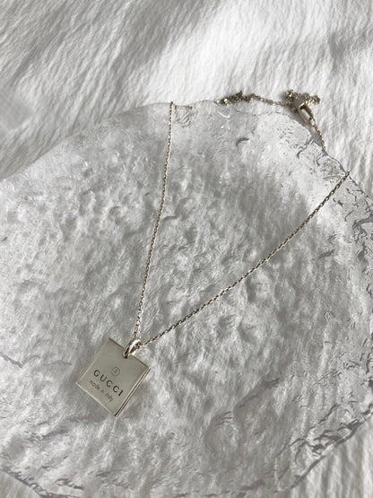 GUCCI Logo SILVER925 Necklace Silver Vintage mmtwxc