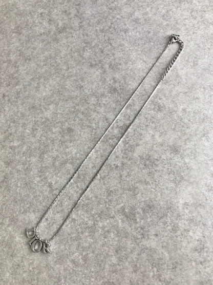 Christian Dior Logo Charm Necklace Silver Vintage pz5i3v