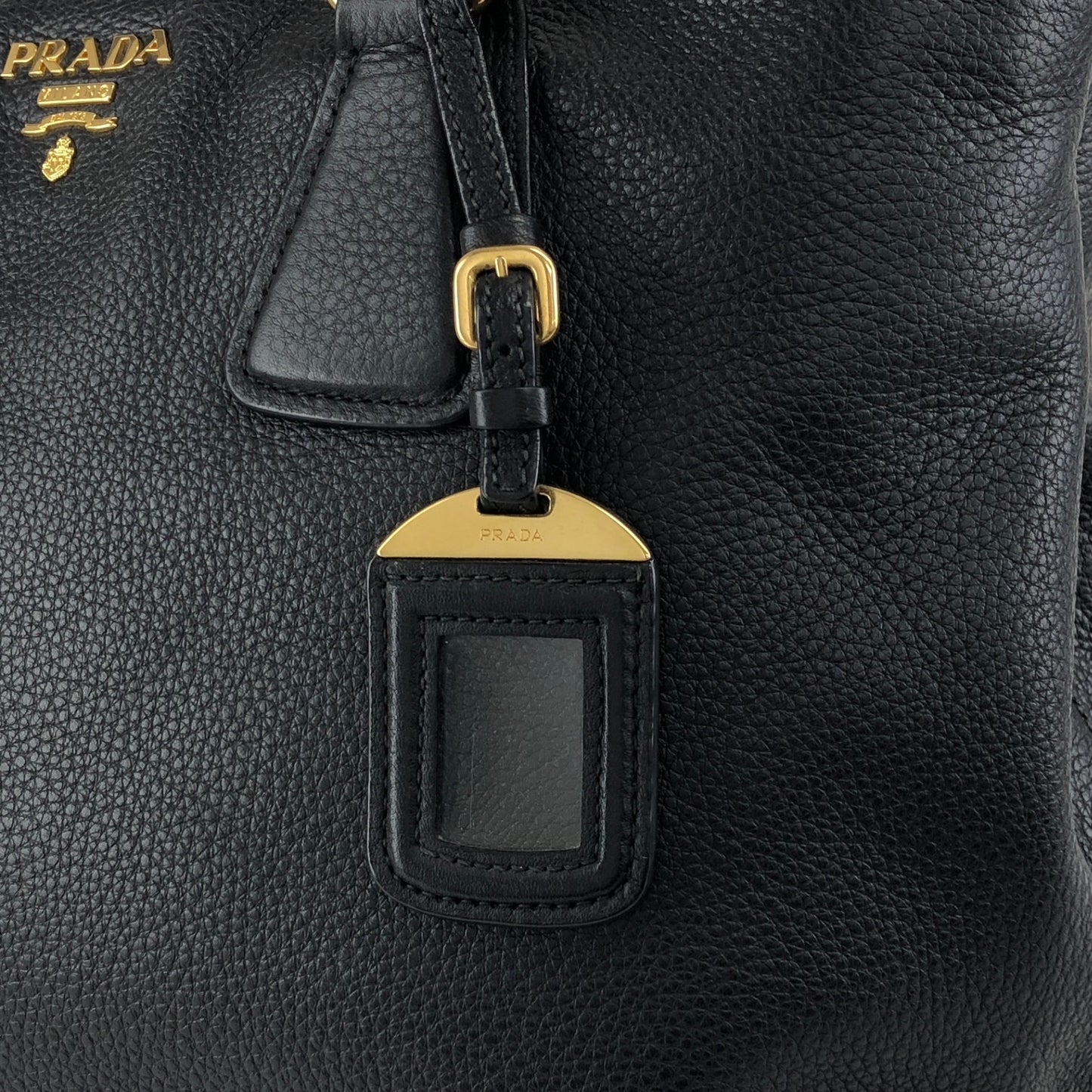 PRADA Logo Two-way Handbag Shoulder bag Black Vintage 7kpf4k