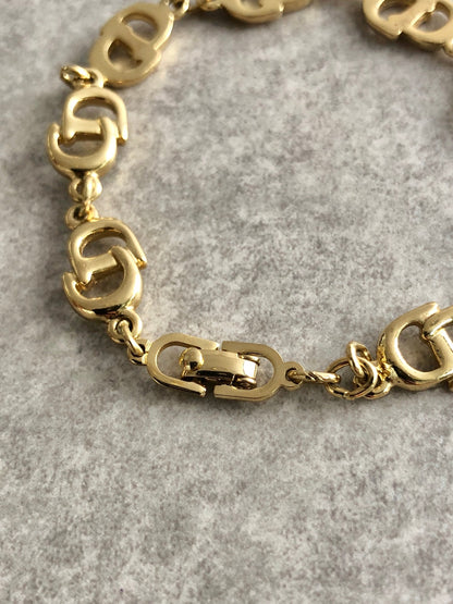 Christian Dior CD Motif Bracelet Gold Vintage e76pm3