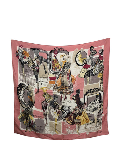 Christian Dior Silk Scarf Pink Vintage fcmd3y