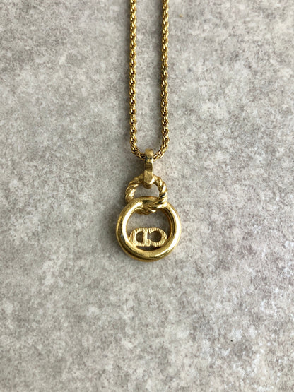 Christian Dior CD Logo Necklace Gold Vintage tabuha