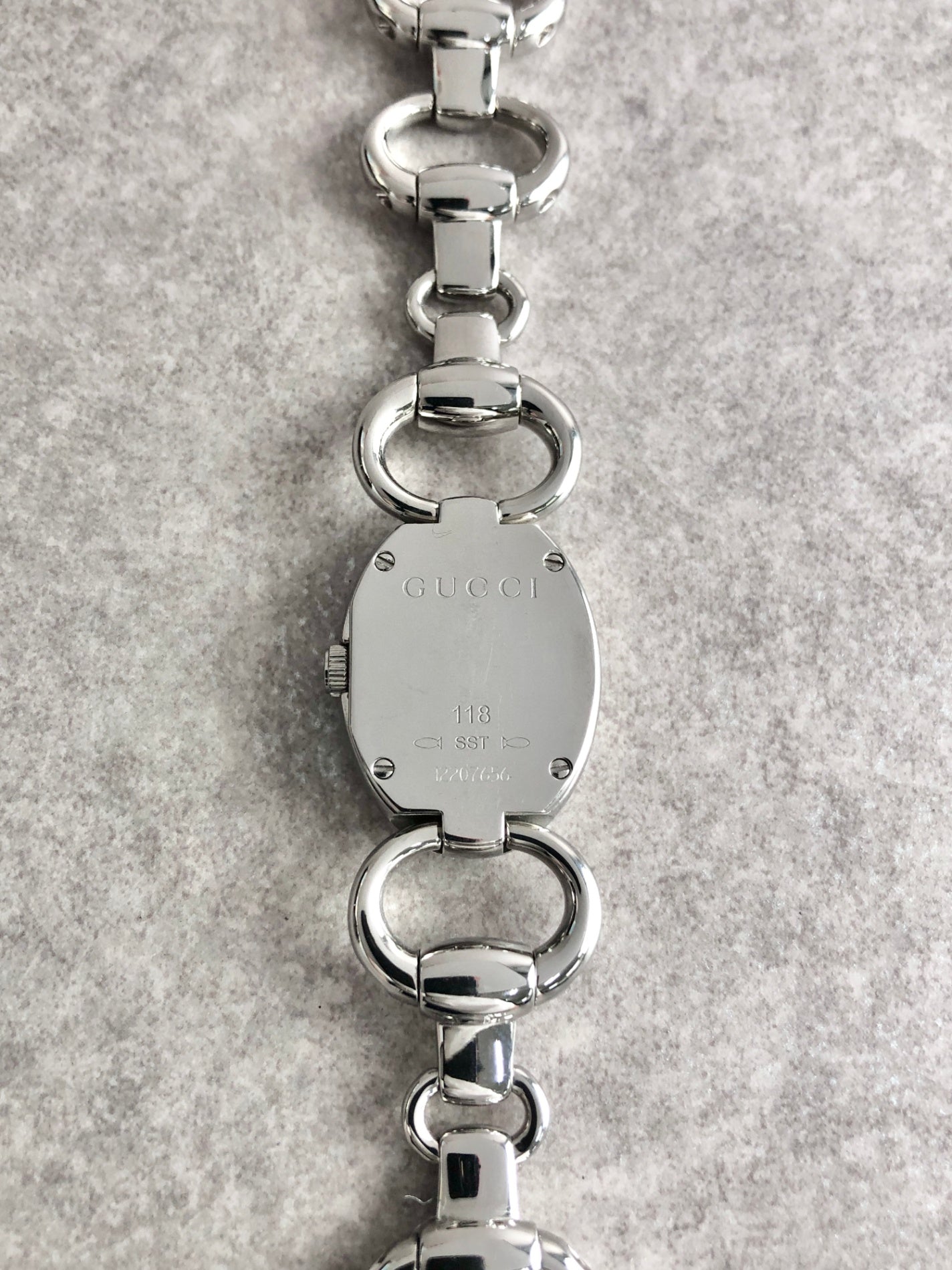 GUCCI Logo Quartz Watch Silver118  Vintage srw7hm