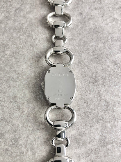 GUCCI Logo Quartz Watch Silver118  Vintage srw7hm