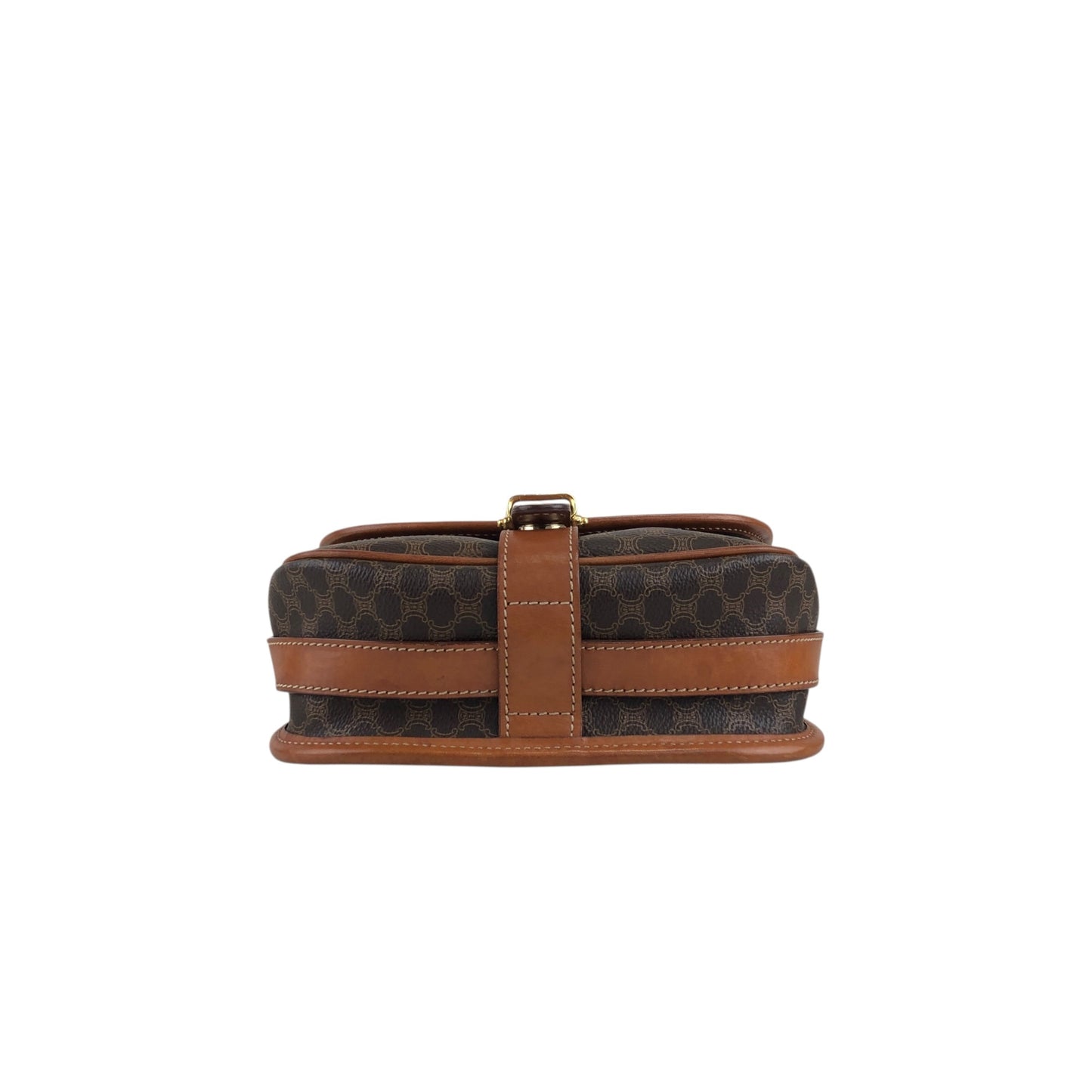 CELINE Macadam Blason Front Buckle Shoulder bag Brown Vintage bk3xcz