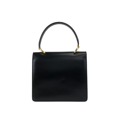 CELINE Horse Bit Double Flap  Handbag Black Vintage nrxerm