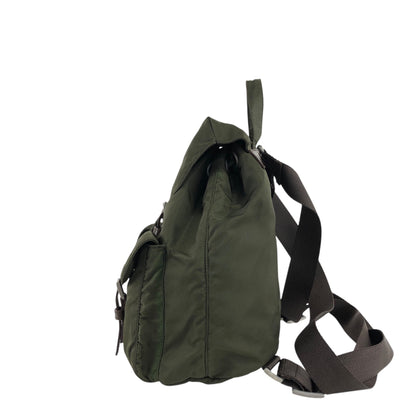 PRADA Triangle Logo Double Pocket Backpack khaki Vintage p3hihd