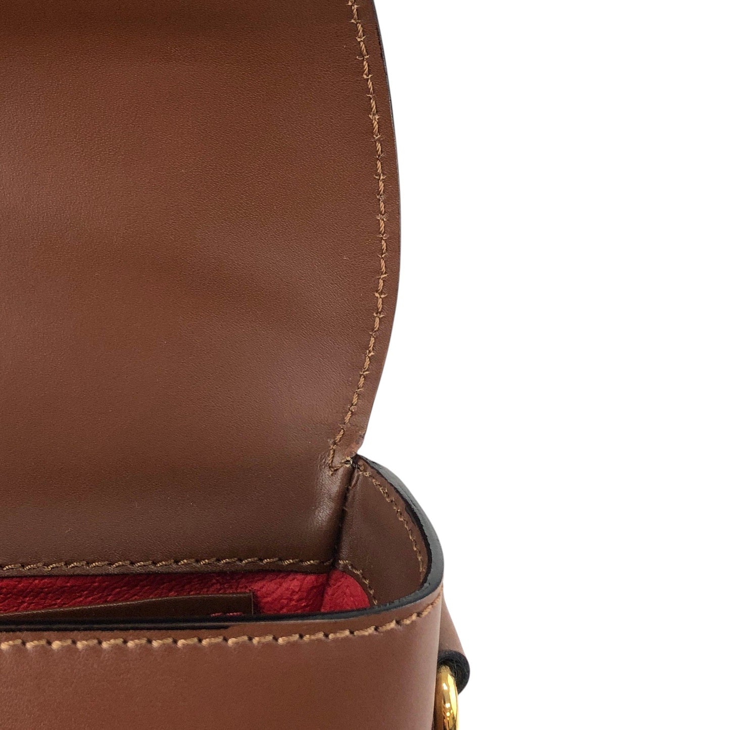 CELINE Logo Front Buckle Shoulder bag Brown Vintage ks36xe