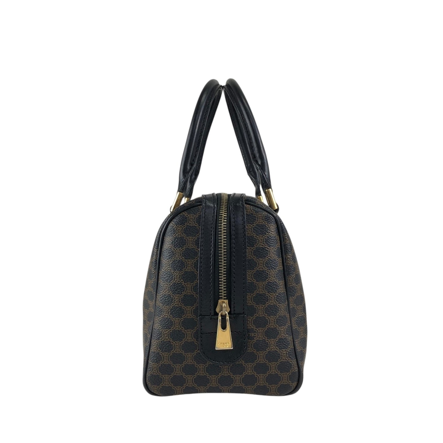 CELINE Macadam Blason Two-way Small Boston bag Shoulder bag Black Vintage d4zwjm