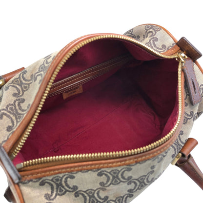 CELINE Triomphe Small Boston bag Handbag Beige Vintage btsixw