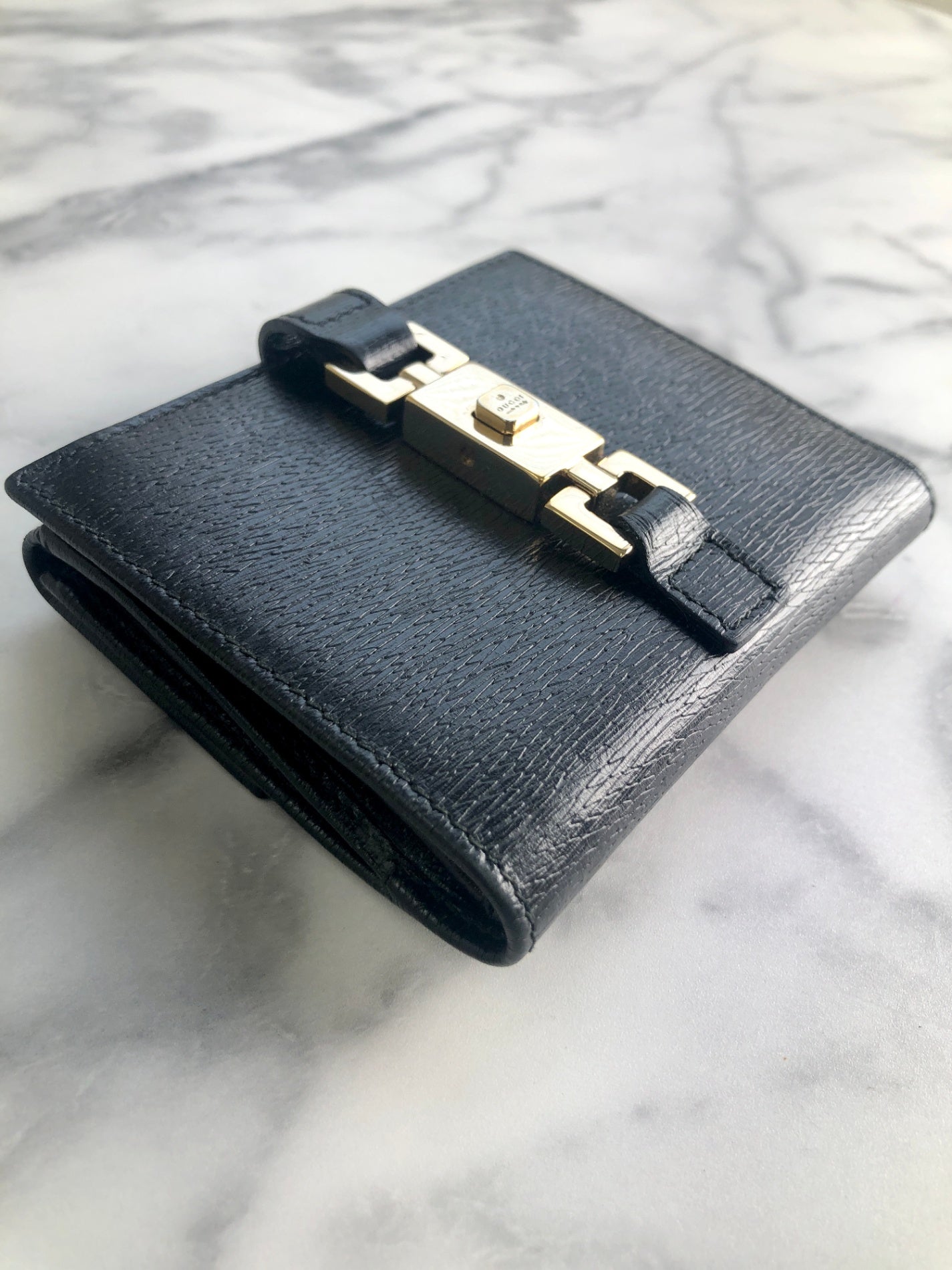 GUCCI Jackie Folded Wallet Black Vintage zawye6