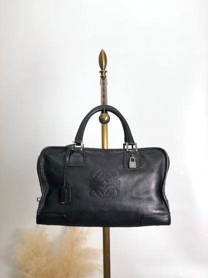 LOEWE Amazona28 Anagram Handbag Boston bag Black Vintage z3tif8