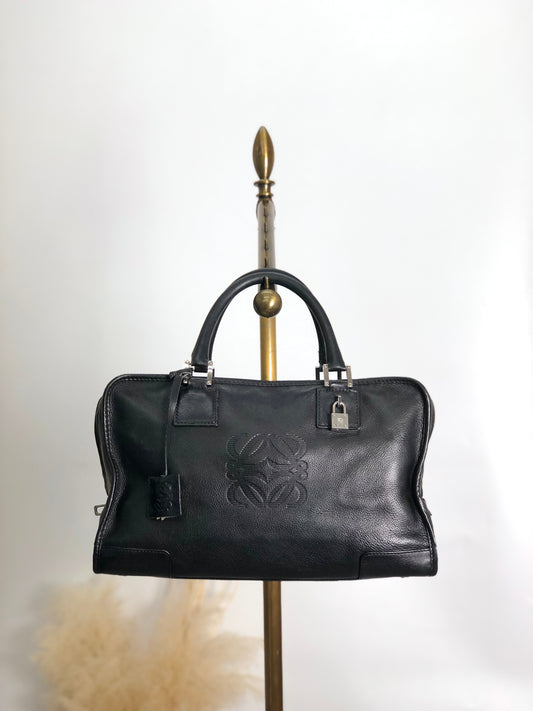 LOEWE Amazona28 Anagram Handbag Boston bag Black Vintage z3tif8