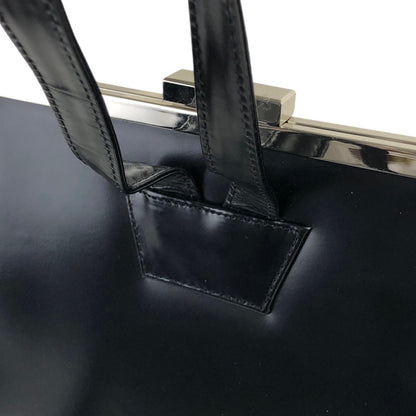 Yves Saint Laurent Metal Clasp Patent Leather Backpack Black Vintage enwrc5