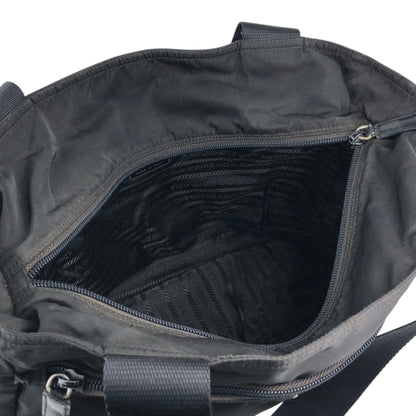PRADA Tessuto Triangle Logo Totebag Black Vintage ztj777