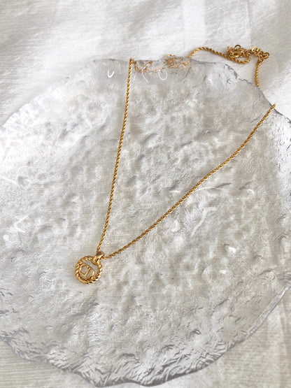 Christian Dior CD Logo Necklace Gold Vintage zb3px6