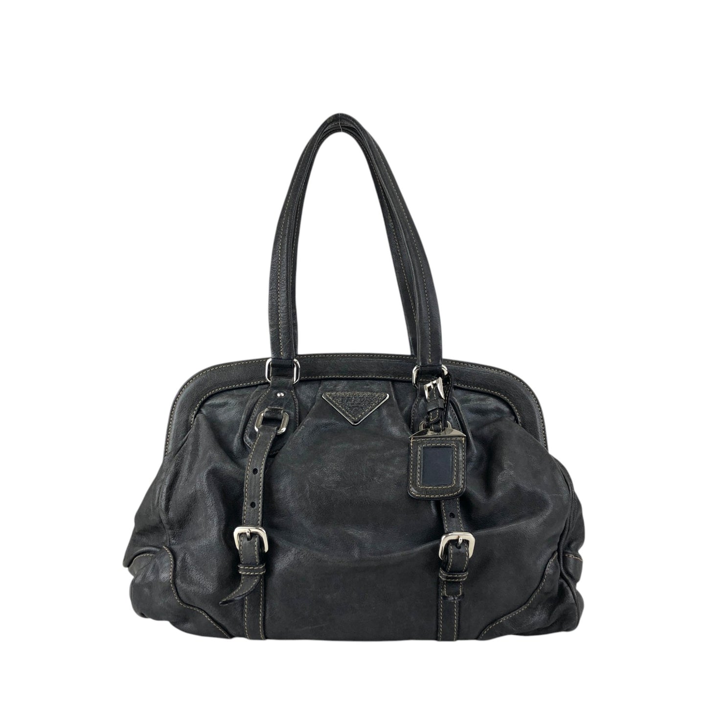 PRADA Triangle Logo Handbag Gray Vintage x8guys