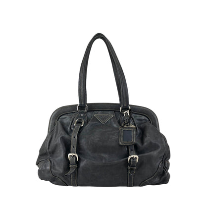 PRADA Triangle Logo Handbag Gray Vintage x8guys