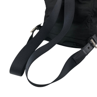 PRADA Tessuto Triangle Logo Double Pocket Backpack Black Vintage xgxrpz