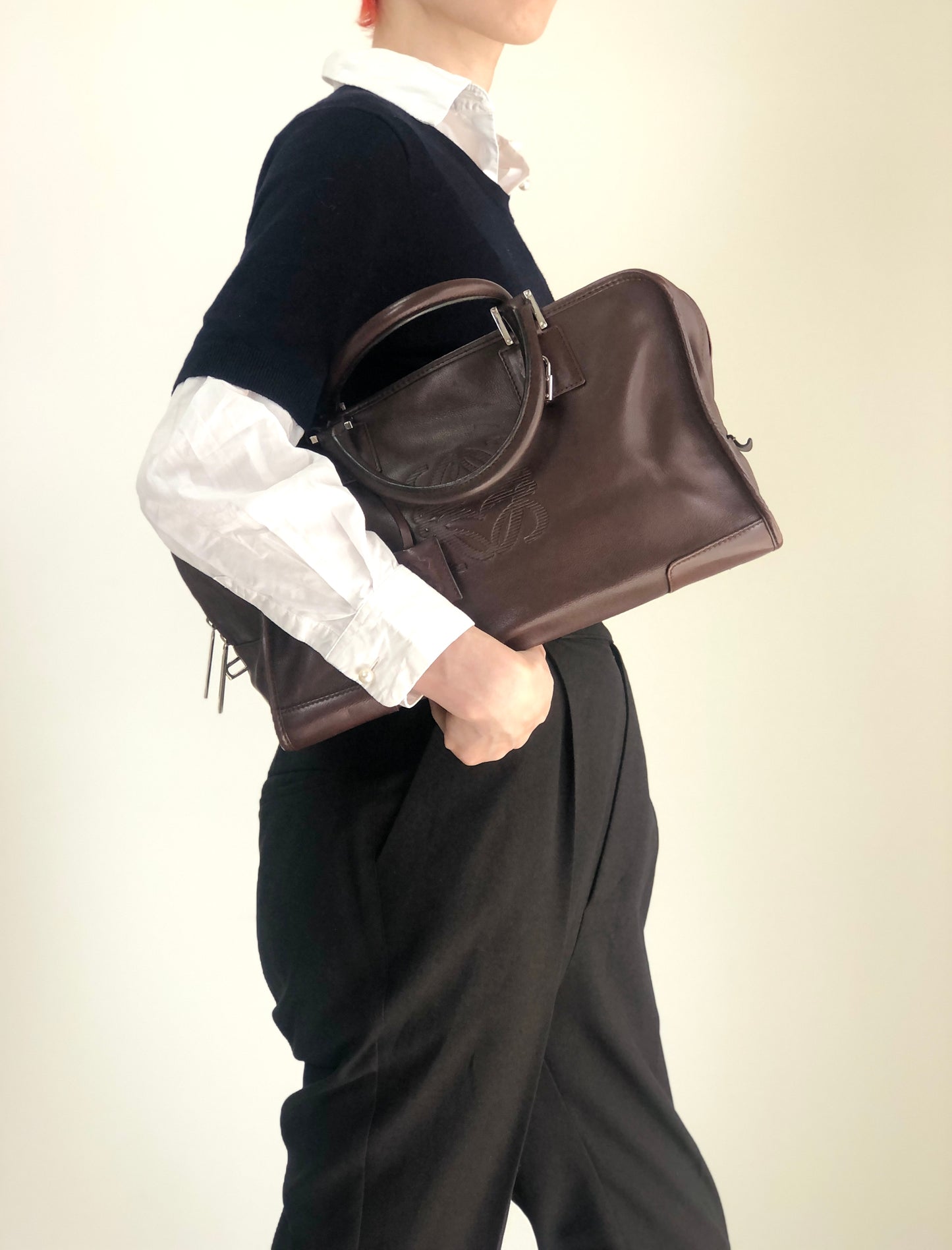 LOEWE Amazona36 Handbag Boston bag Brown Vintage a3rpfj
