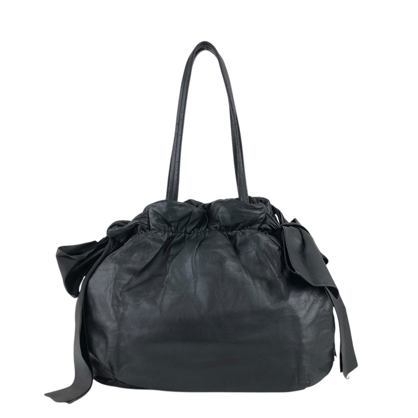 PRADA Logo Ribbon Totebag Black Vintage 548imc
