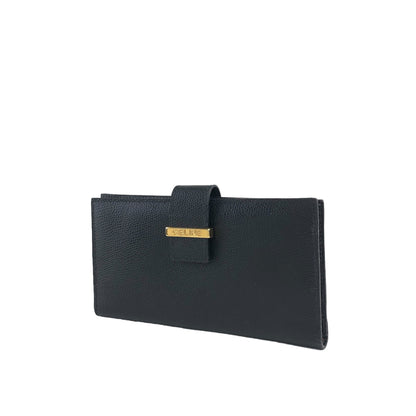 CELINE Logo Long Wallet Black Vintage krbgfp