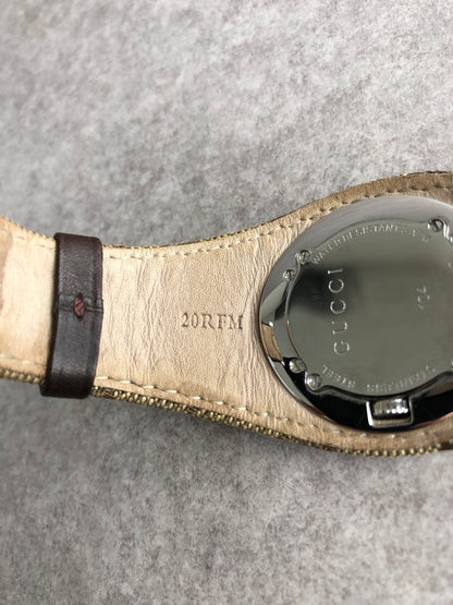 GUCCI GG Canvas Logo Quartz Watch Brown Vintage nehfxw