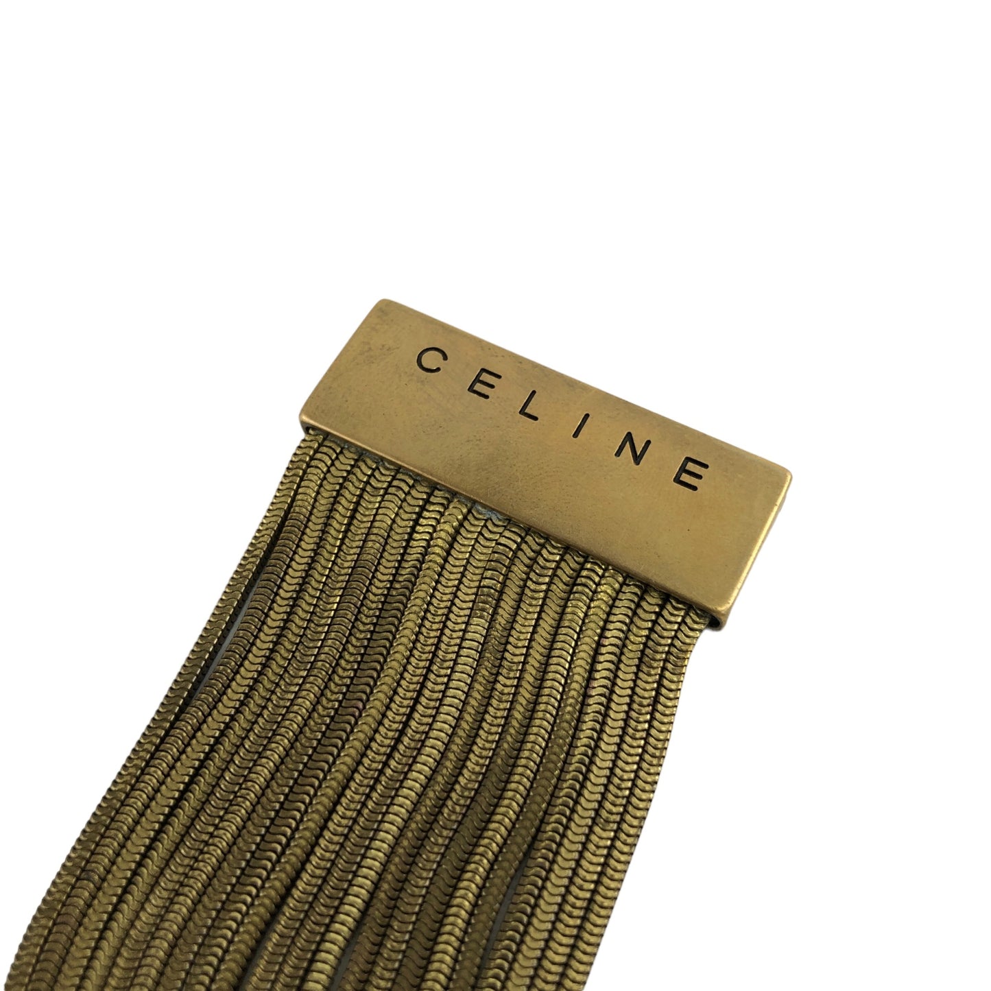 CELINE Logo Bracelet Gold Vintage yj66hd