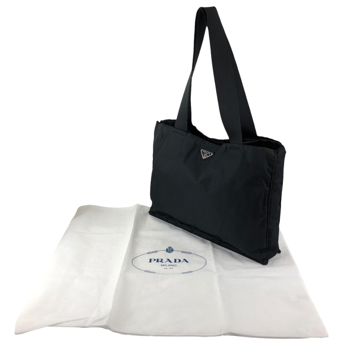 PRADA Tessuto Triangle Logo Totebag Black Vintage fti7ga