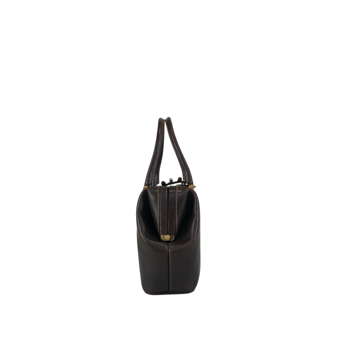 GUCCI Metal Clasp Handbag Brown Vintage fva3h4